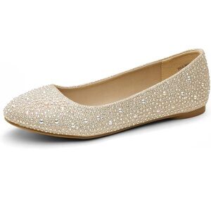 NWOT Dream Pairs Size 9.5 Ballet Flats Shoes Sole Shine Rhinestone Sparkly Gold